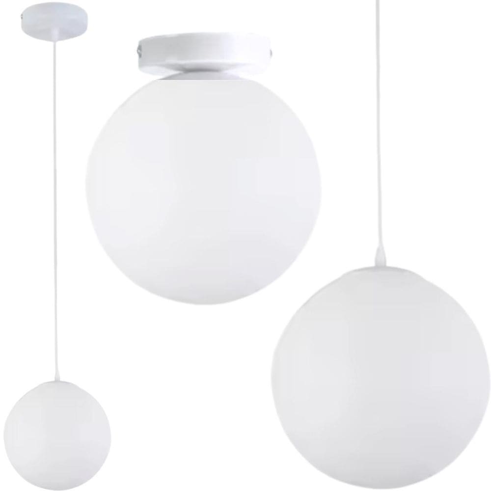 Luminária Lustre Pendente 215Cm Jabuticaba Globo Vidro 15Cm