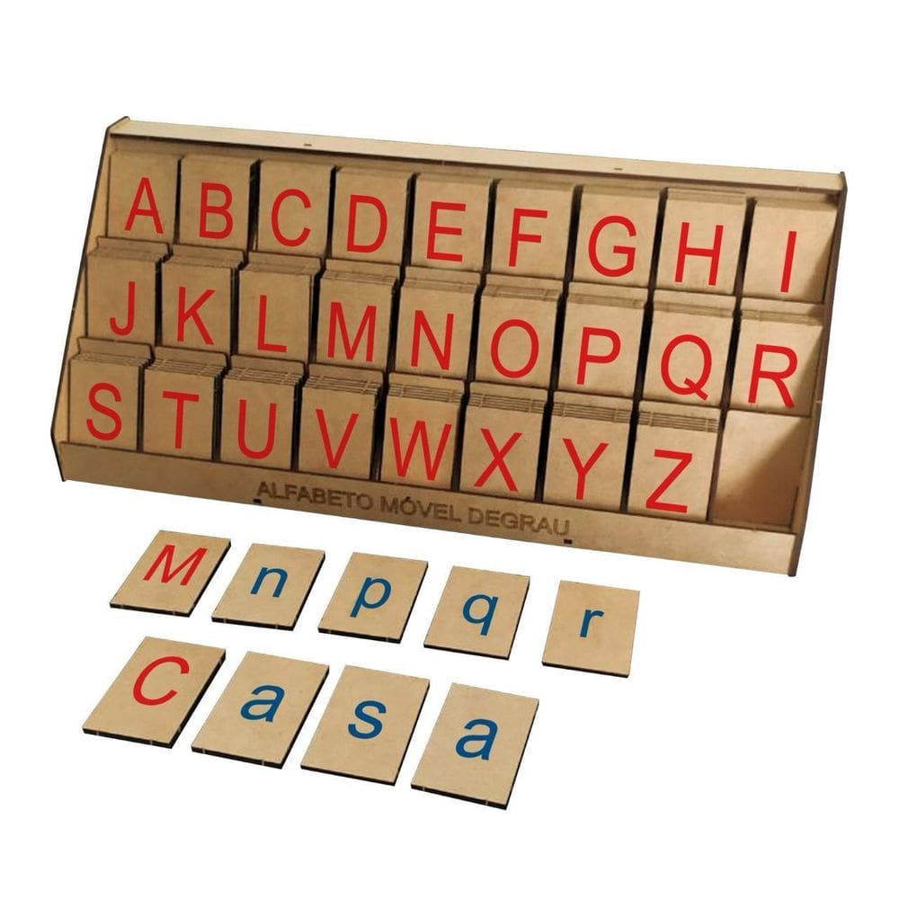 Alfabeto Móvel Degrau 130 Peças Montessoriano Mdf Educativo