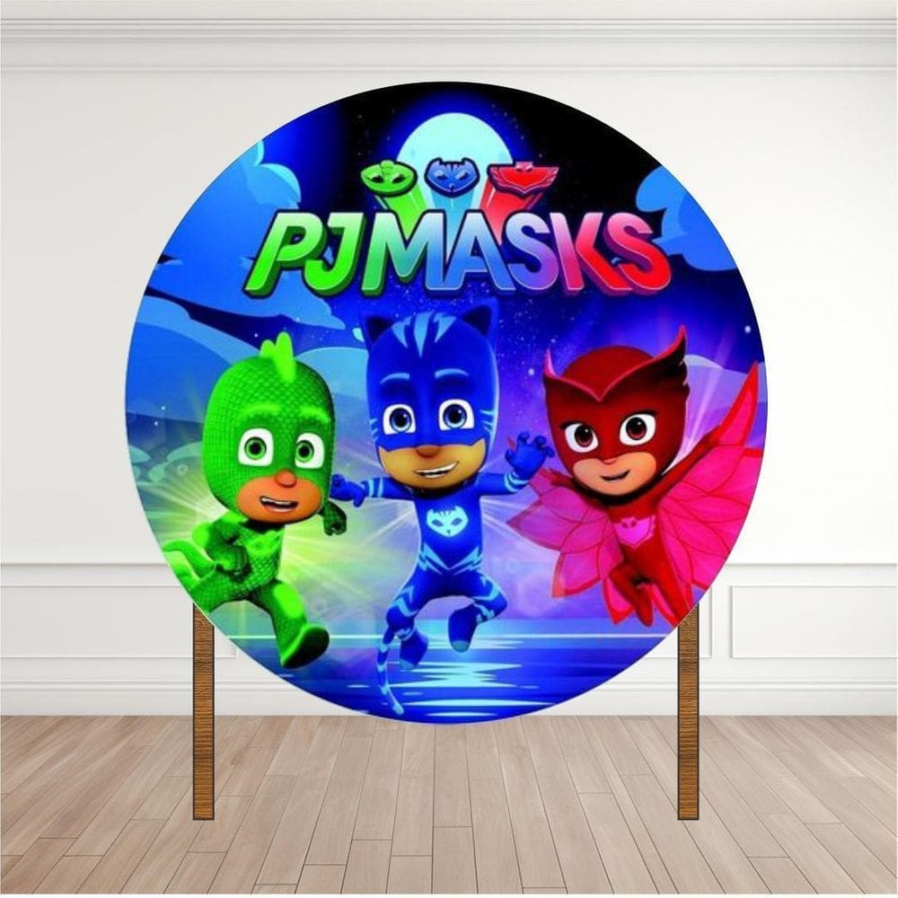 Painel Redondo Lona Fosca 1,20M- Tema Pj Masks