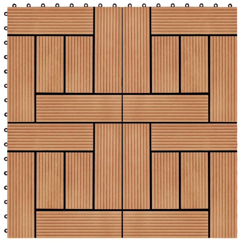 Telhas de deck: vidaXL, madeira, plástico, composto, teca, 1 m², 11 unidades