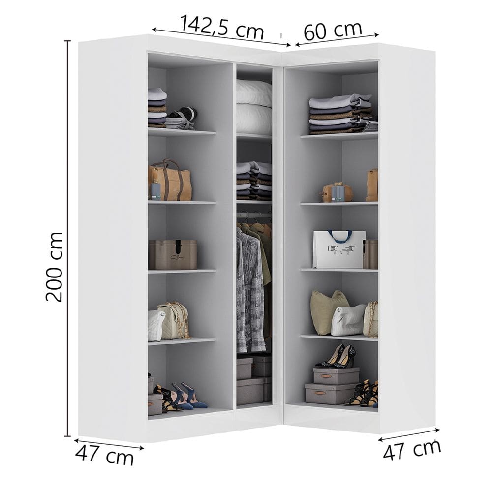 Quarto Modulado de Canto Madrid com 5 Portas Maxel