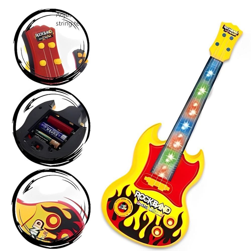 Guitarra Infantil Premium Led E Som Instrumento Criança