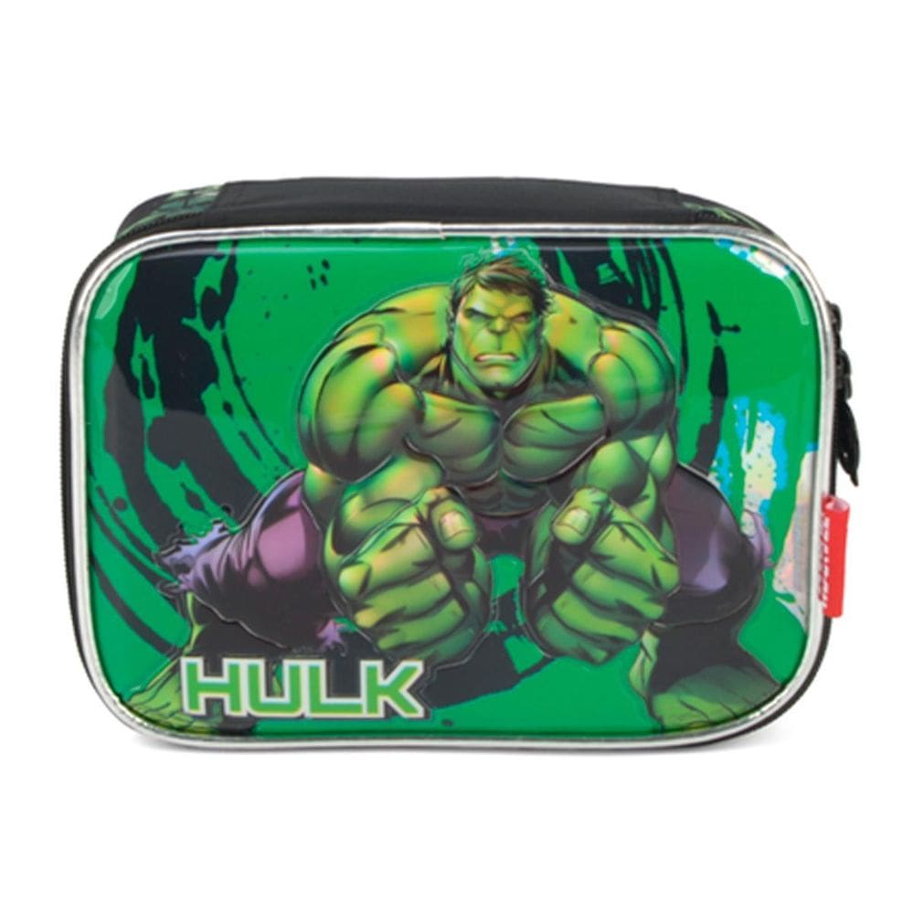 Estojo Box Escolar Infantil Hulk Avengers Verde - Luxcel