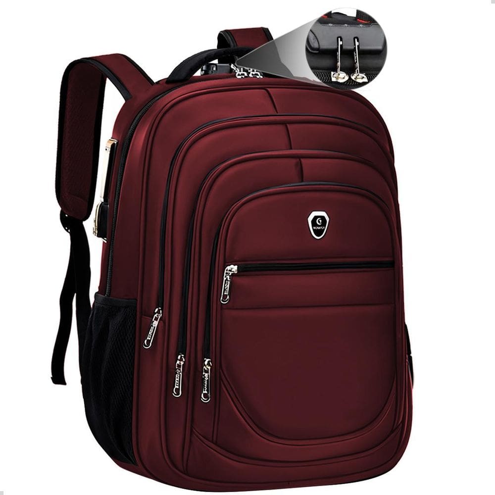 Mochila Executiva Grande Faculdade Trava Notebook Vermelho