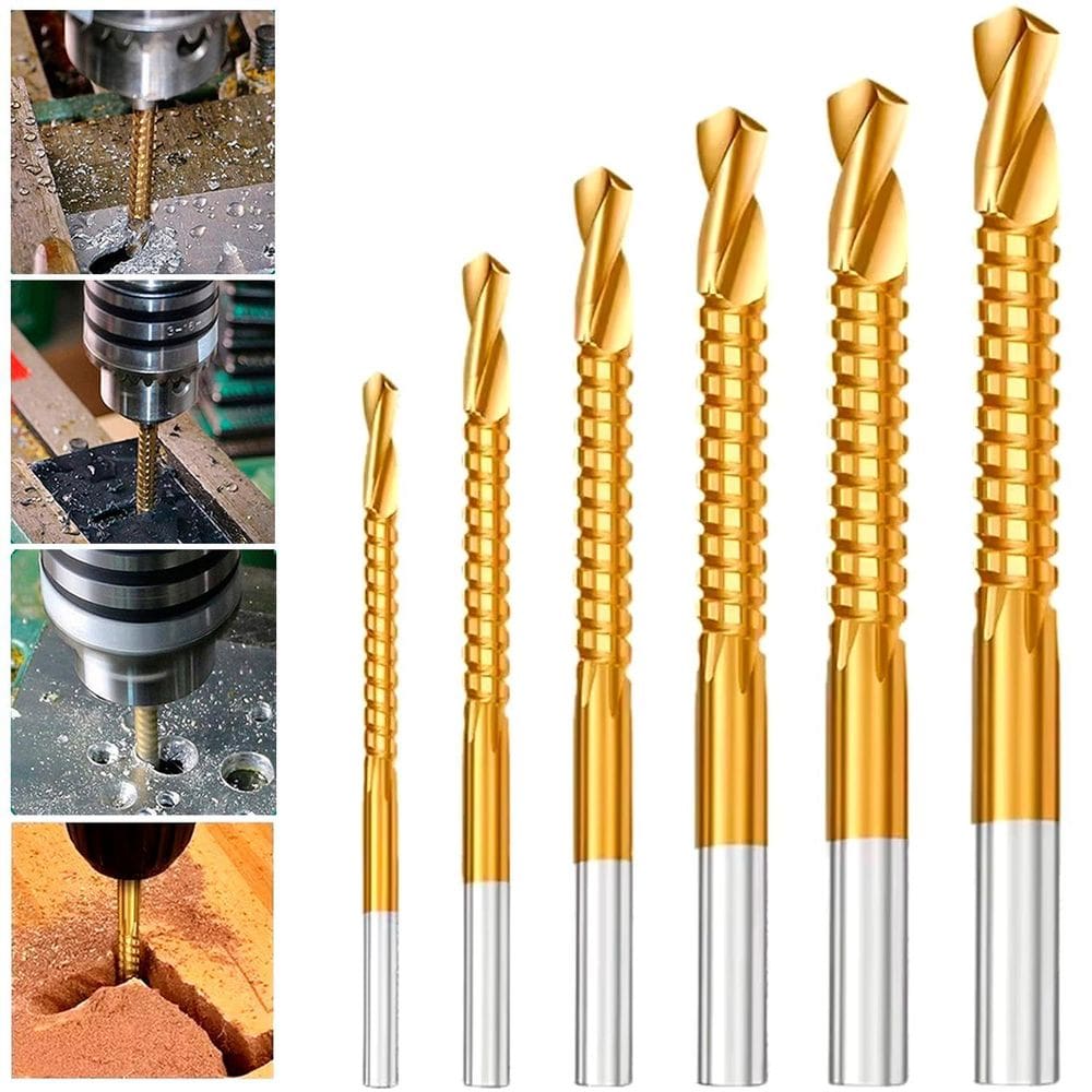 Kit 6 Brocas De Corte Lateral 3 A 8 Mm Titânio Madeira Metal