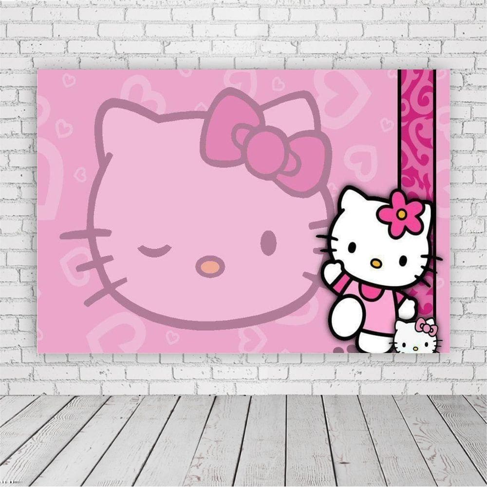 Painel Retangular Hello Kitty 1,5X1,0M Lona Fosca