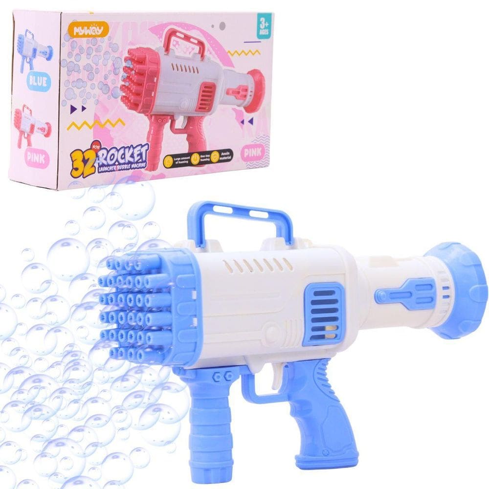 Brinquedo Lança Bolhas De Sabão Com 32 Furos Azul - Castela