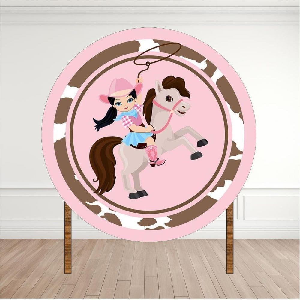 Painel Redondo Lona Fosca 1,20M- Tema Boiadeira