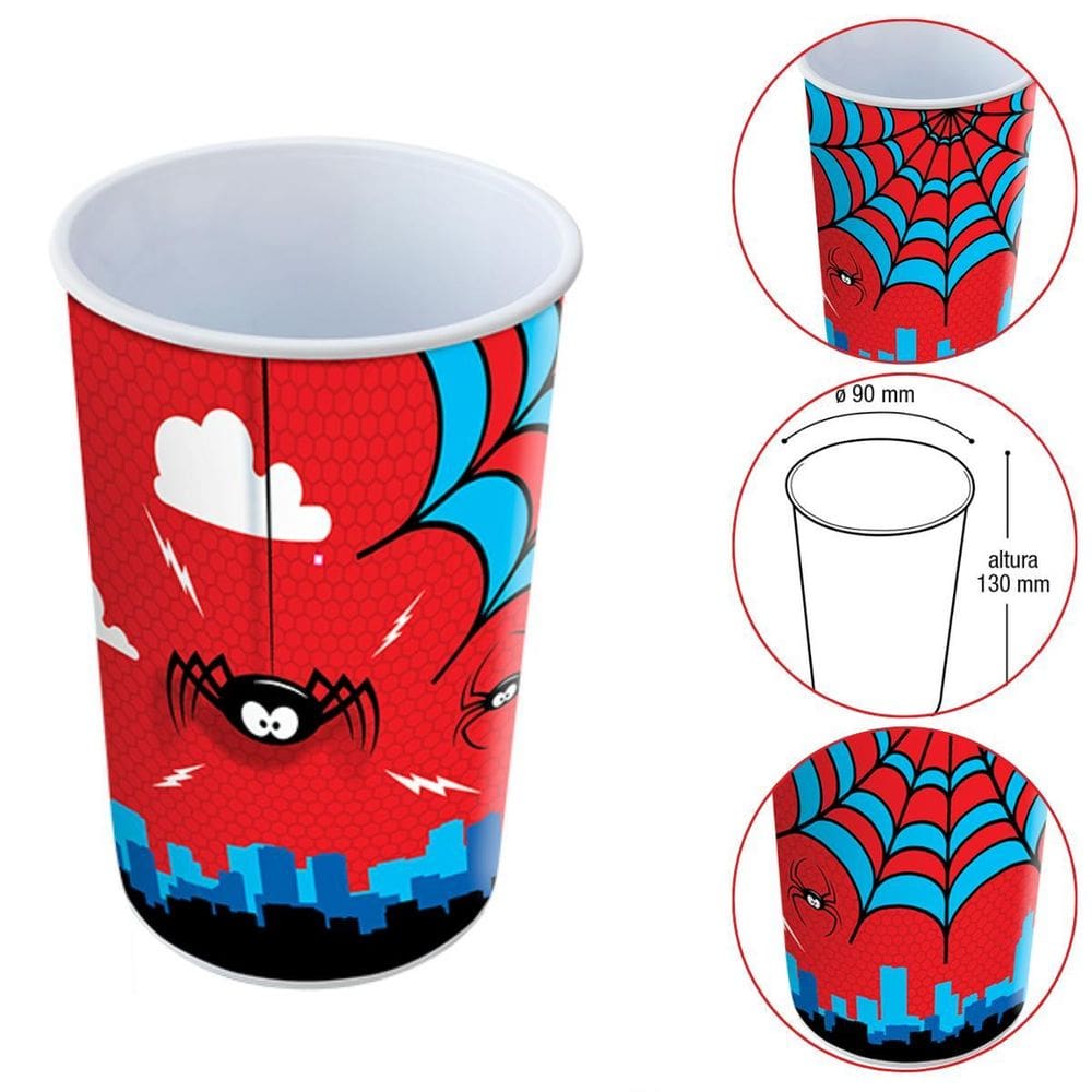 Copo Plástico 550Ml Label Menino Cor Vermelho E Azul 9X913Cm