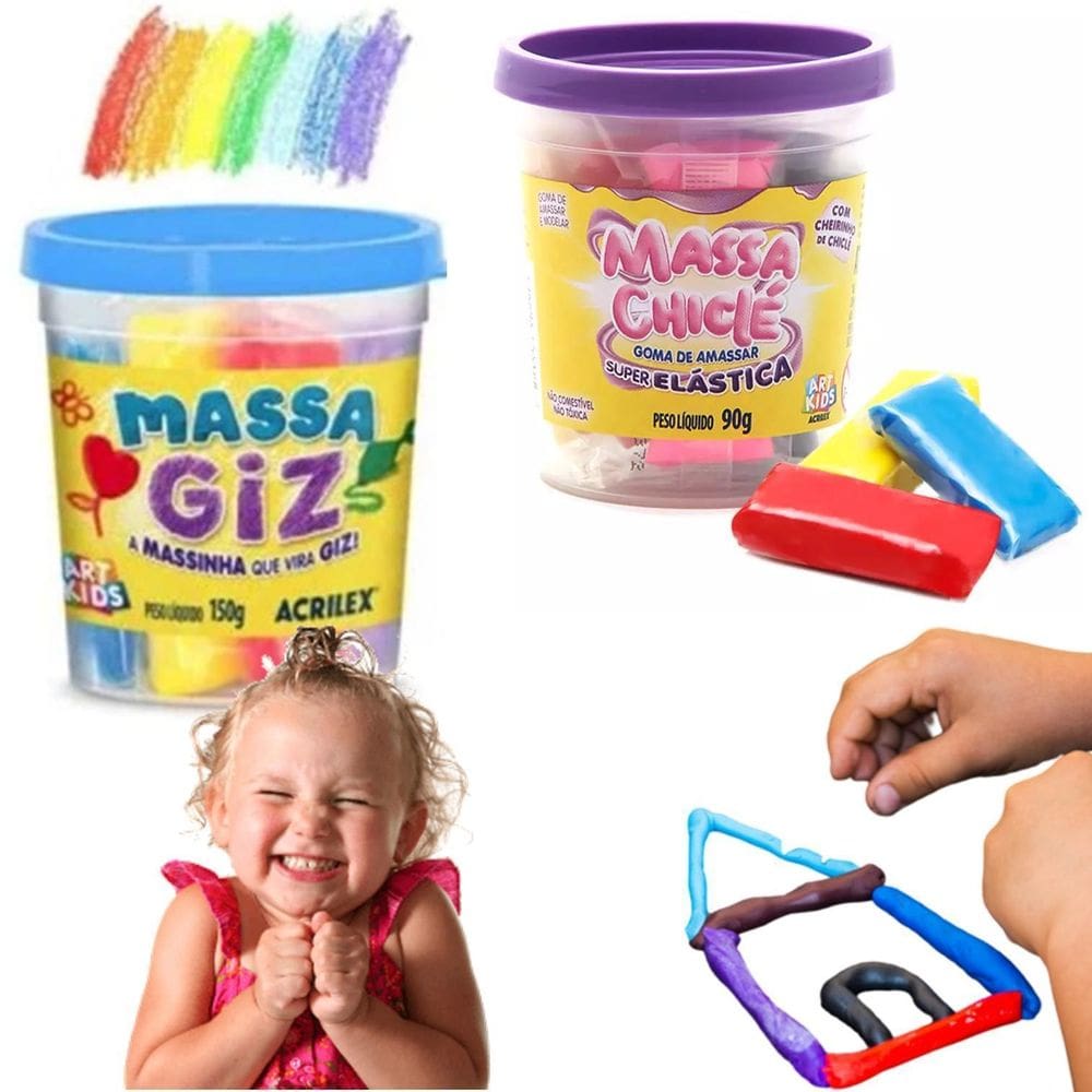 Massinha De Modelar Giz + Chiclé - 2 Potinhos