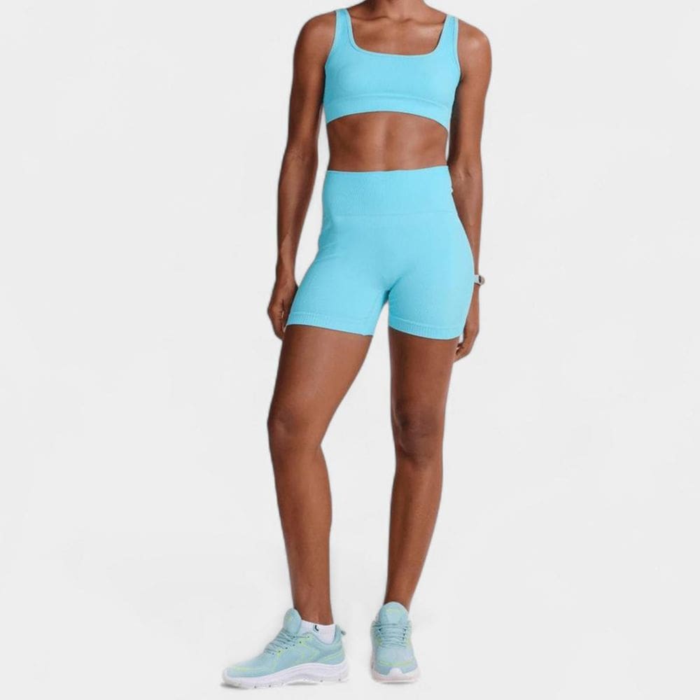 Short Legging Lupo Canelado Seamless - Verde Água
