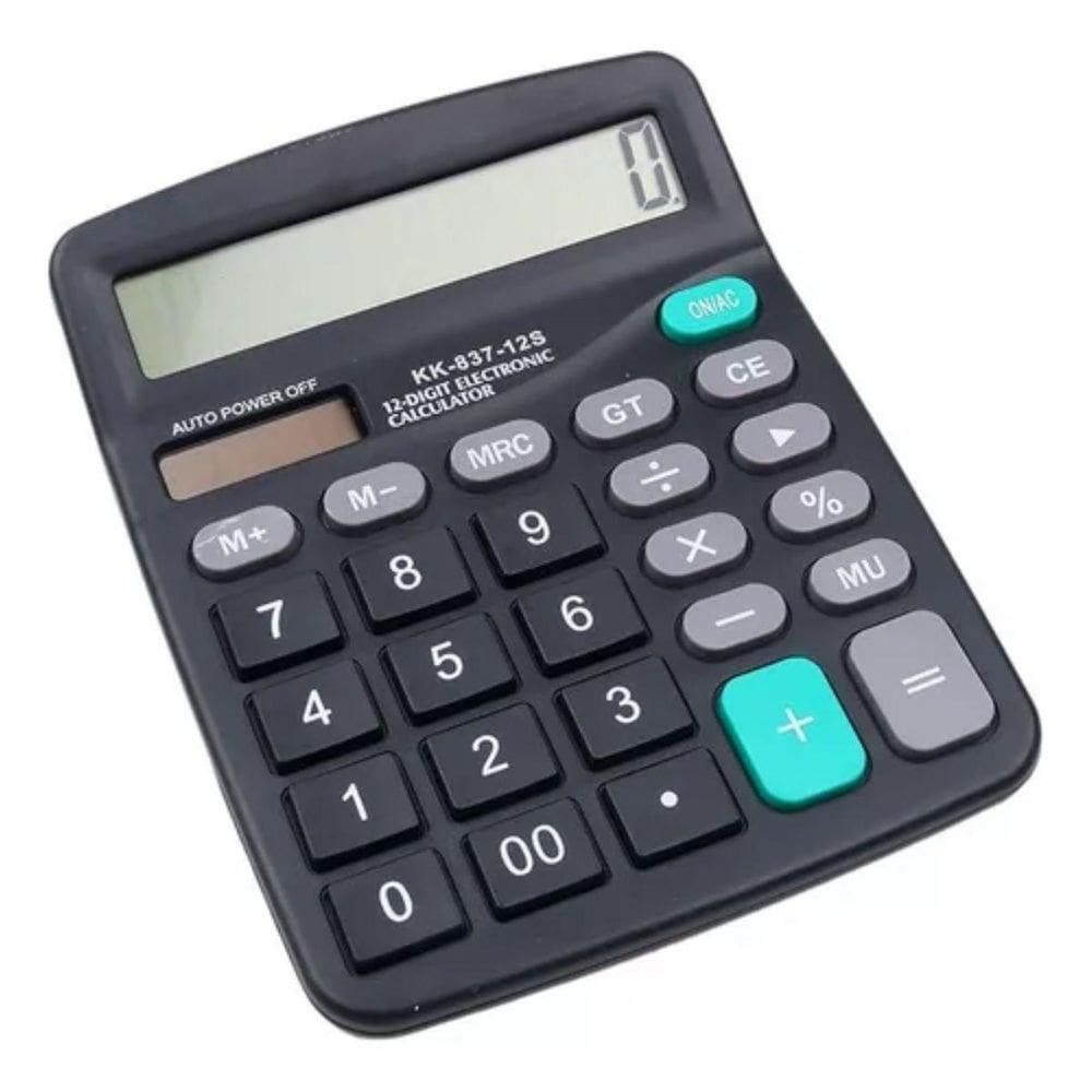 Kit 1 Calculadora Mesa Display 12 Digitos Grande Escritorio