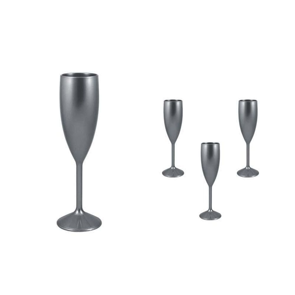 Kit 4 Taças Vip Prata 180Ml Plástico Premium