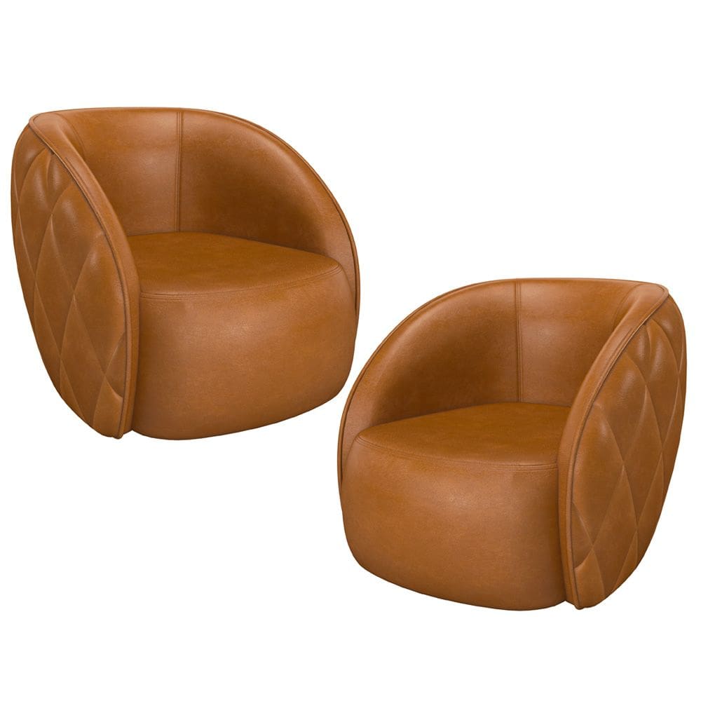 Kit 02 Poltronas Decorativa Para Sala Living Olimpo M03 Couríssimo Whisky - Lyam Decor