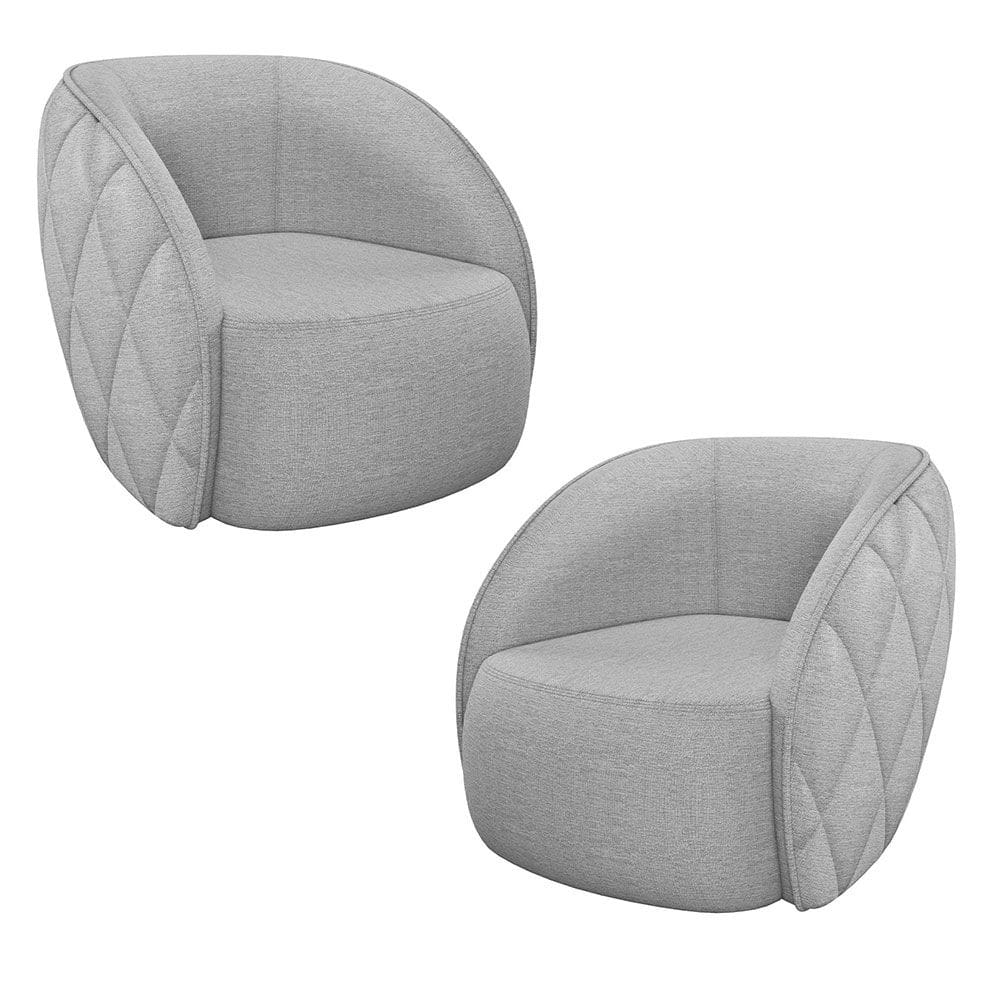 Kit 02 Poltronas Decorativa Para Sala Living Olimpo M03 Linho Cinza - Lyam Decor