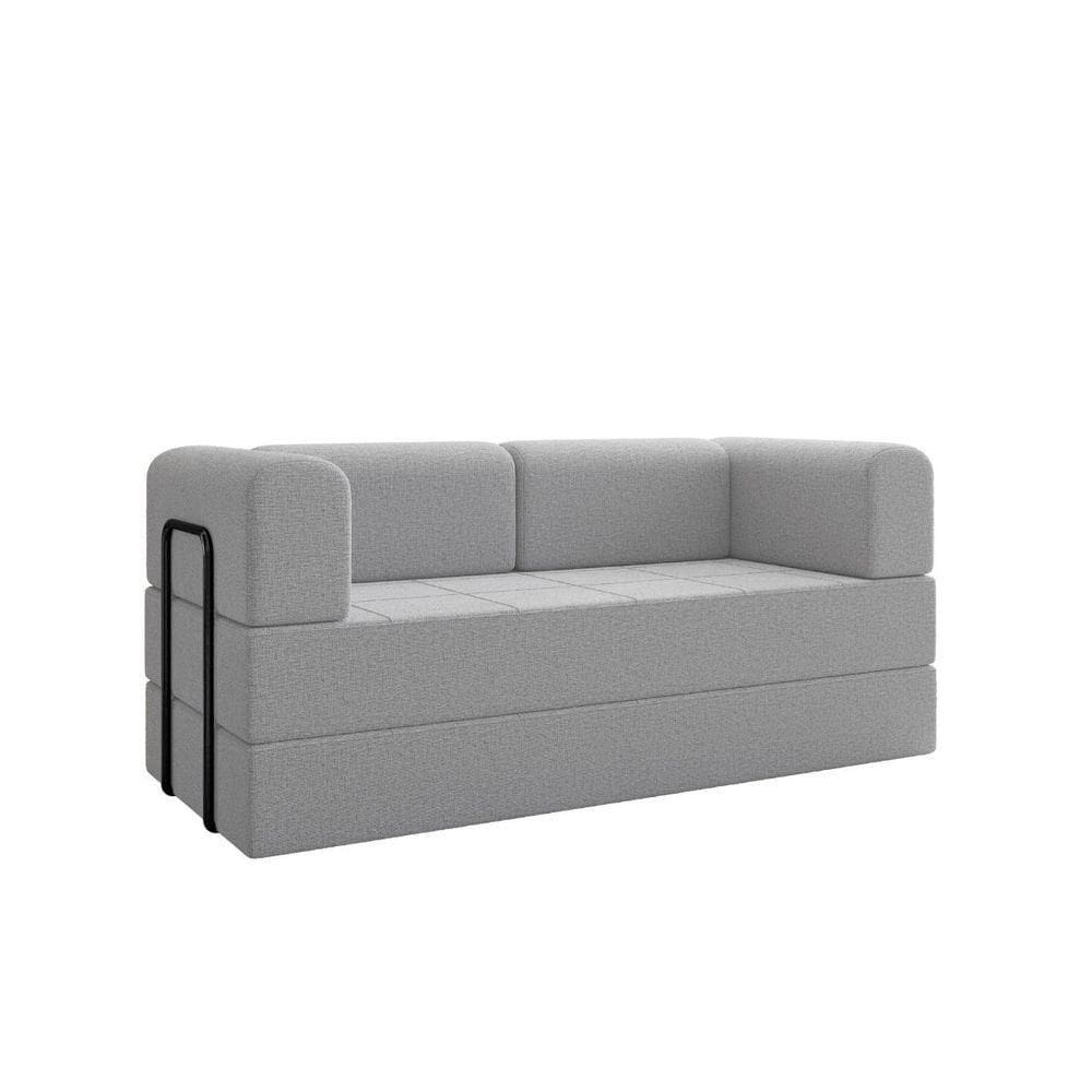 Sofá 2 Lugares Na Caixa Modular Linho Cinza