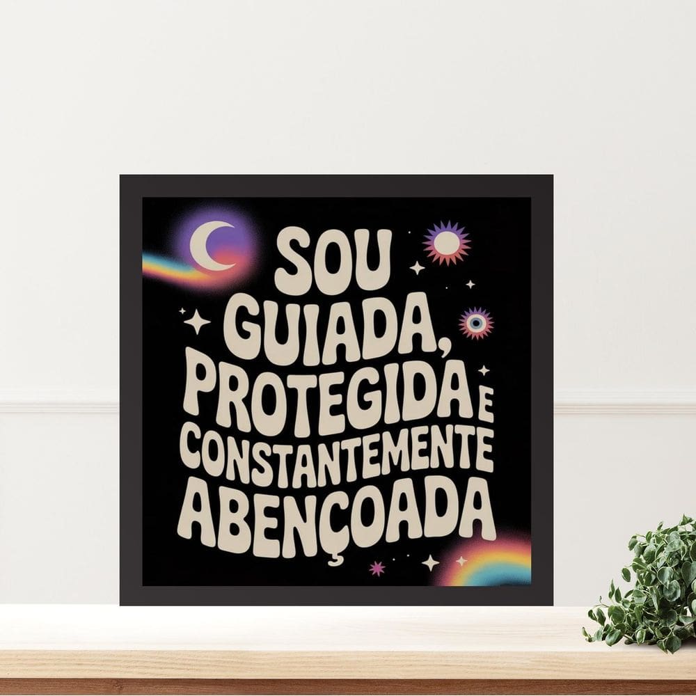 Quadro Lei Atração Guiada E Abençoada - 33X33Cm - Com Vidro