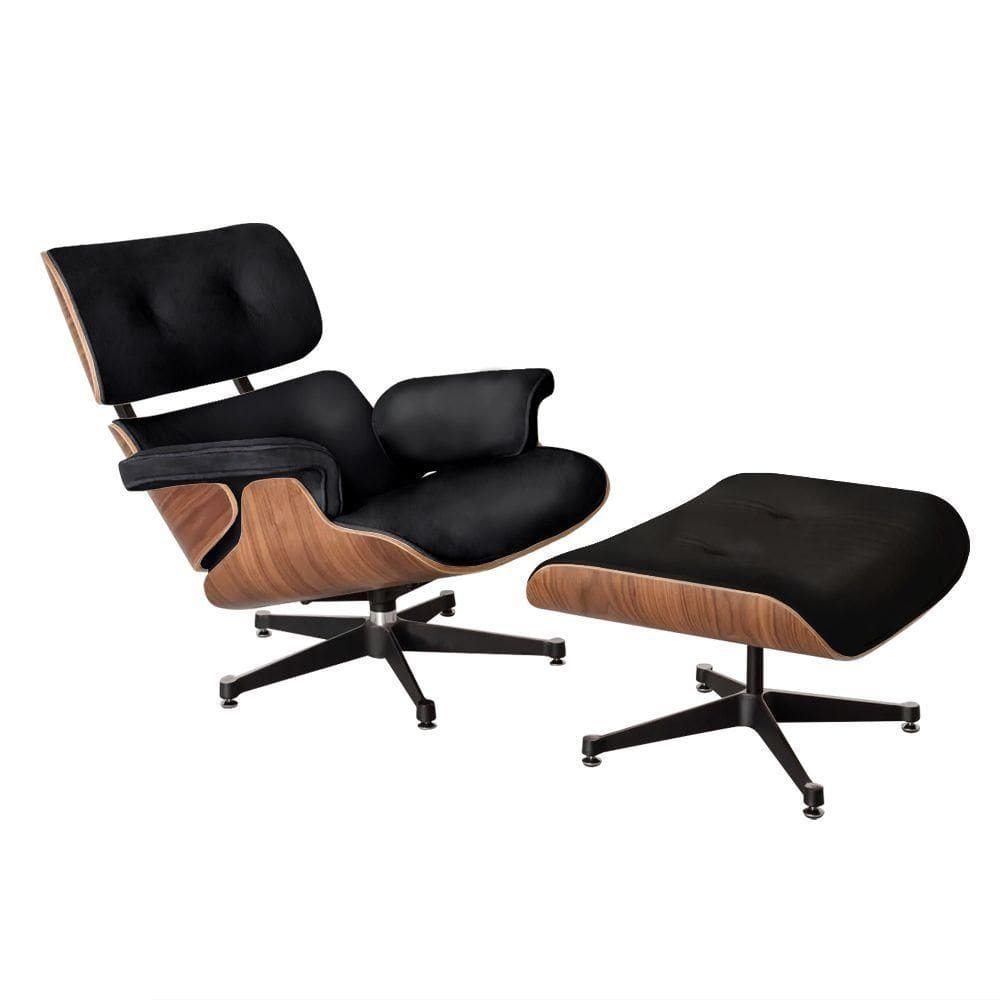 Poltrona Para Leitura Charles Eames Courissimo Com Puff Preto