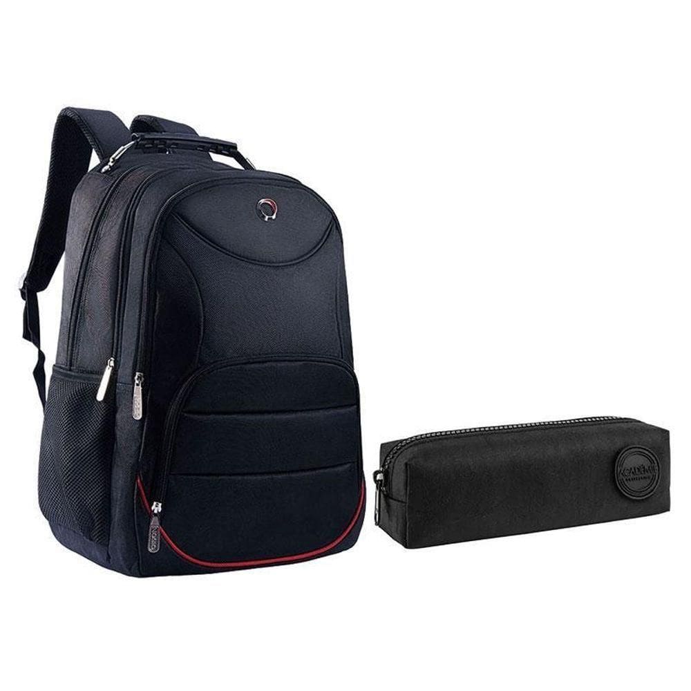 Kit Mochila Escolar Notebook Sbfp-6222 E Estojo Académie Preto - Fuseco
