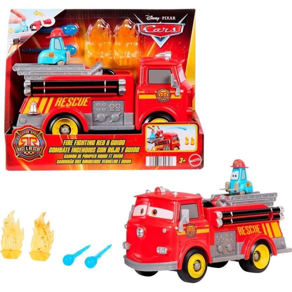 Cars Caminhao Dos Bombeiros Vermelho E Guido Mattel Jfl54