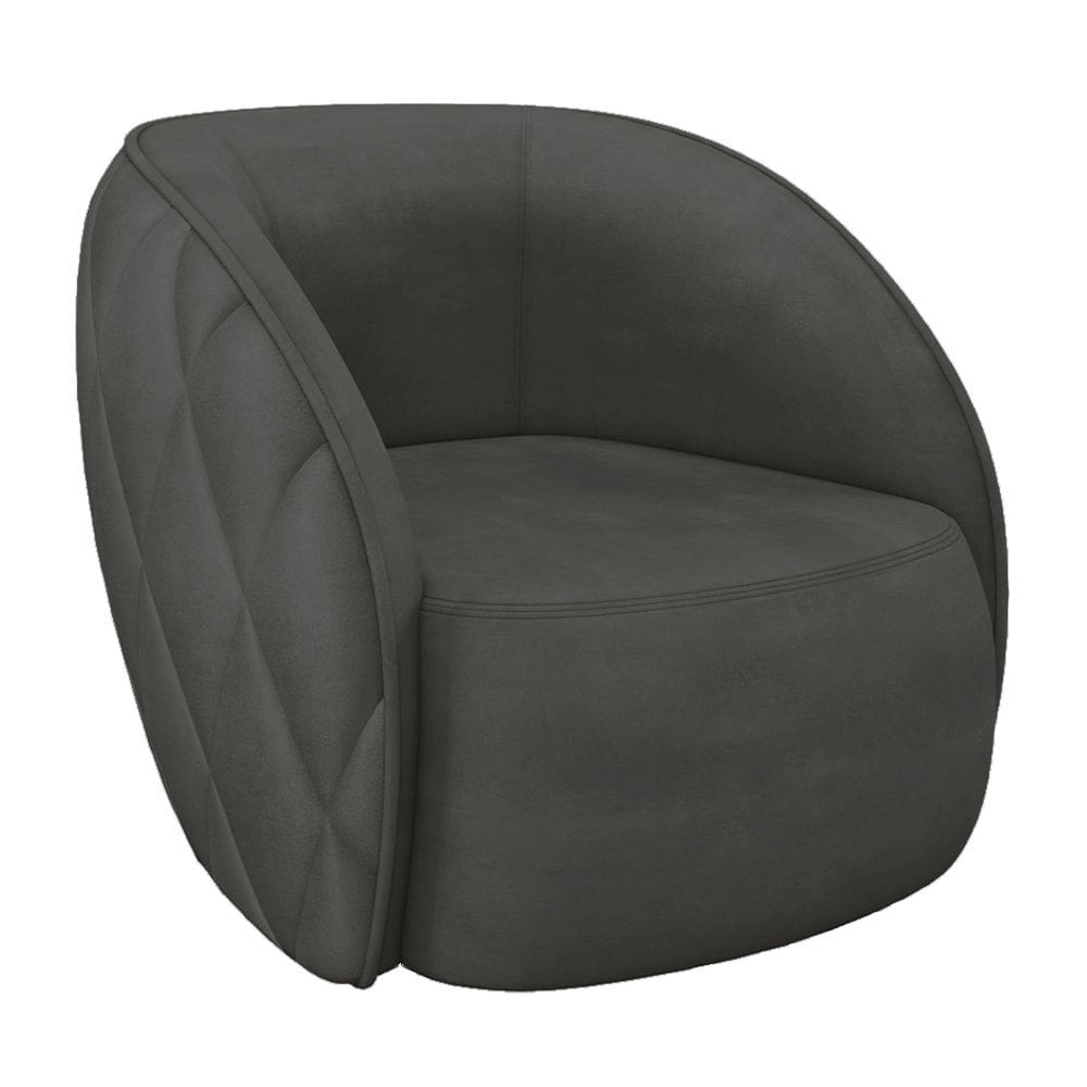 Poltrona Decorativa Para Sala Living Olimpo M03 Veludo Cinza Escuro - Lyam Decor