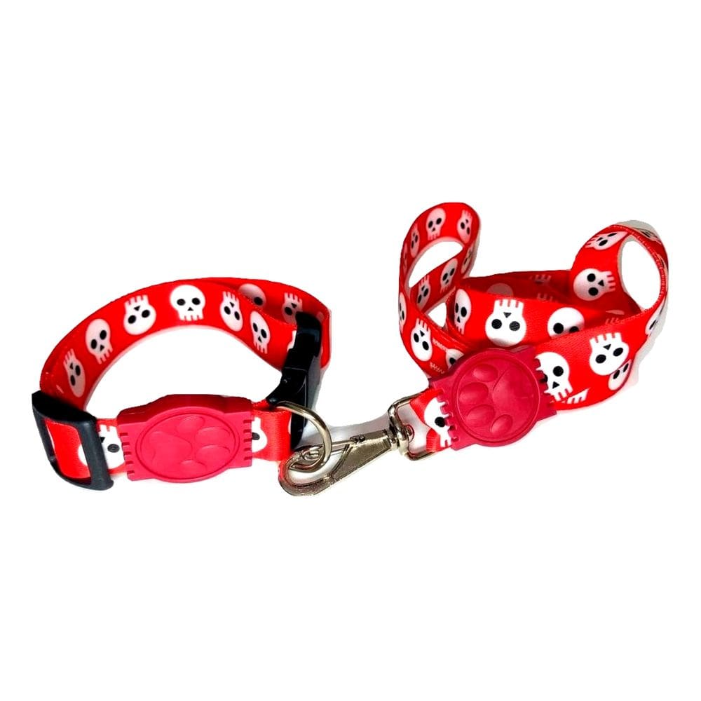 Conjunto guia e coleira de seda 25mm vermelho tamanho único