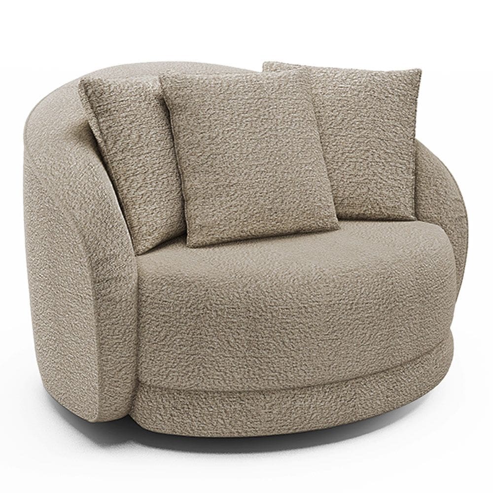 Poltrona Decorativa Para Sala de Estar Base Giratória Witta M03 Bouclê Bege - Lyam Decor