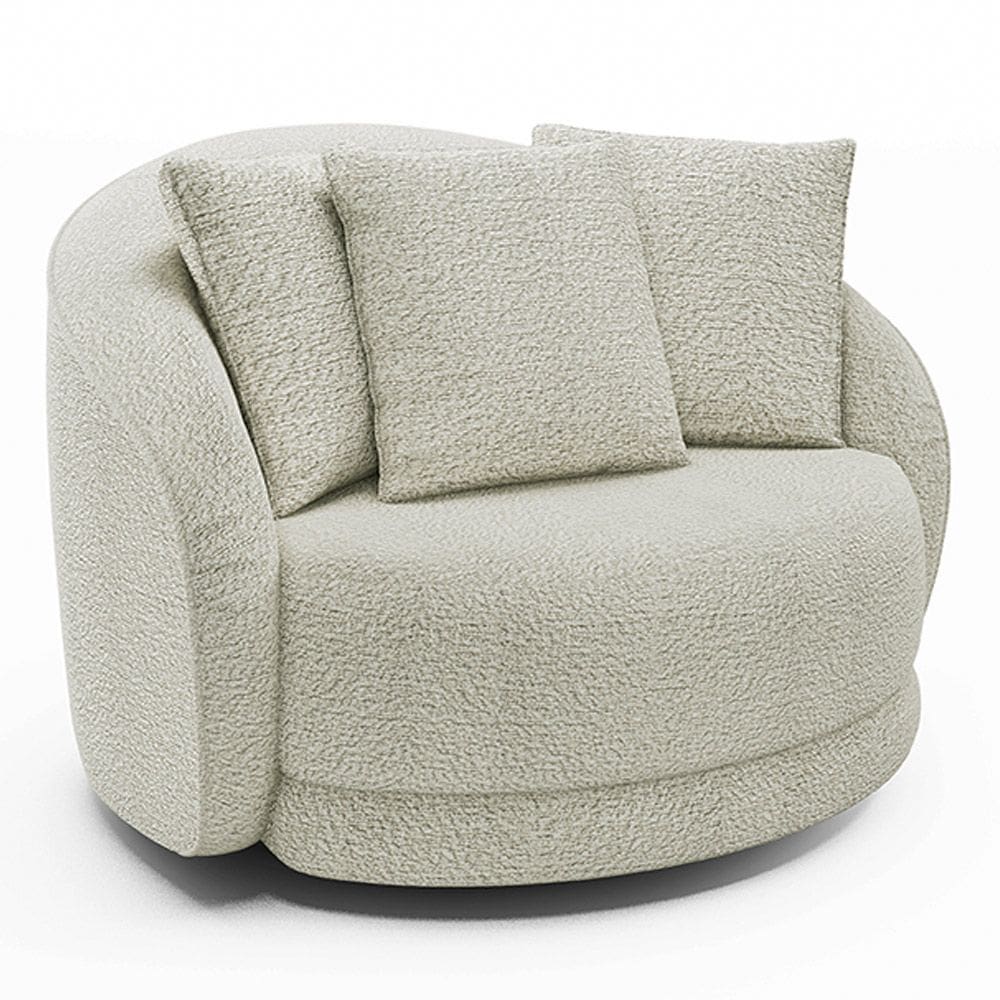 Poltrona Decorativa Para Sala de Estar Base Giratória Witta M03 Bouclê Bege Claro - Lyam Decor