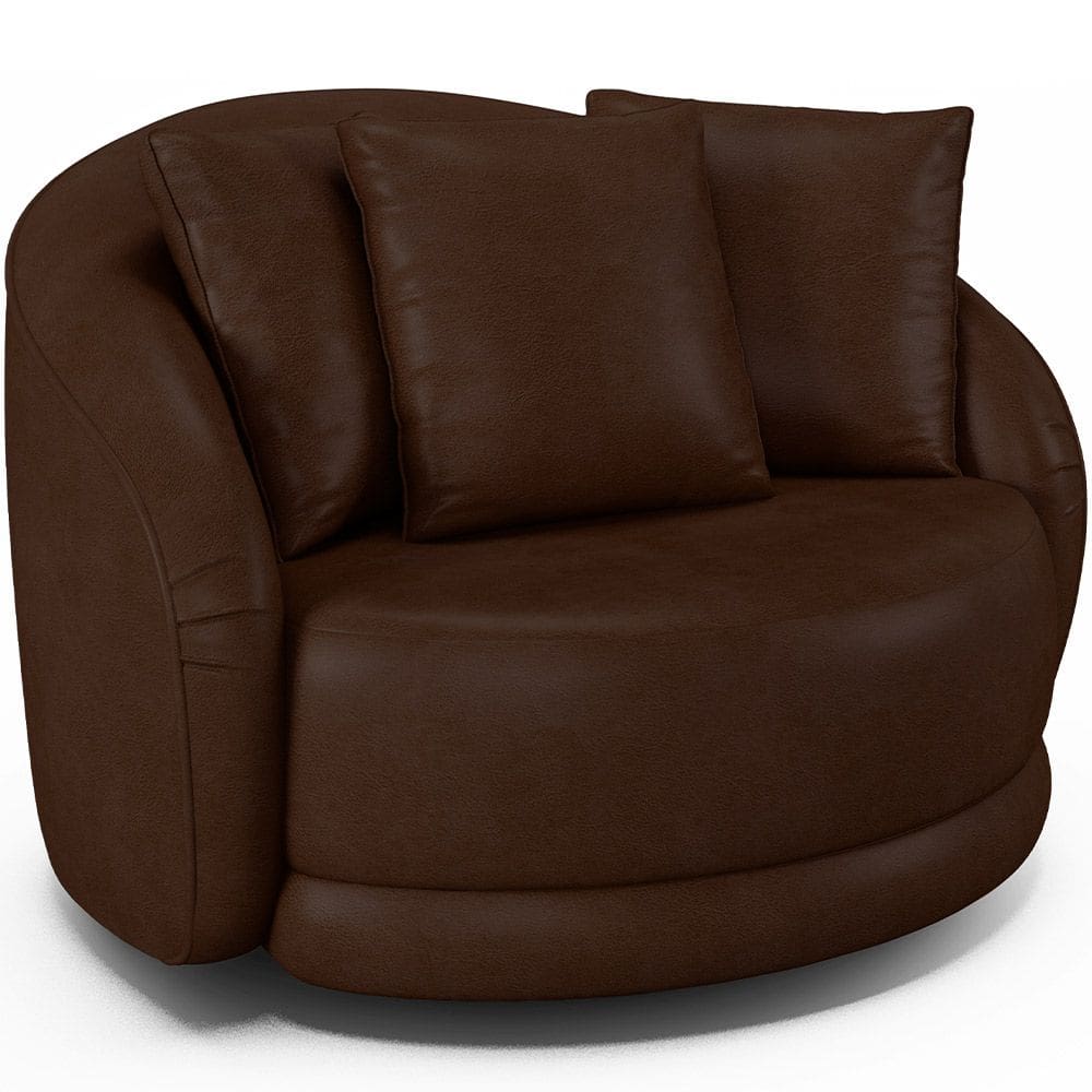 Poltrona Decorativa Para Sala de Estar Base Giratória Witta M03 Corano Marrom - Lyam Decor