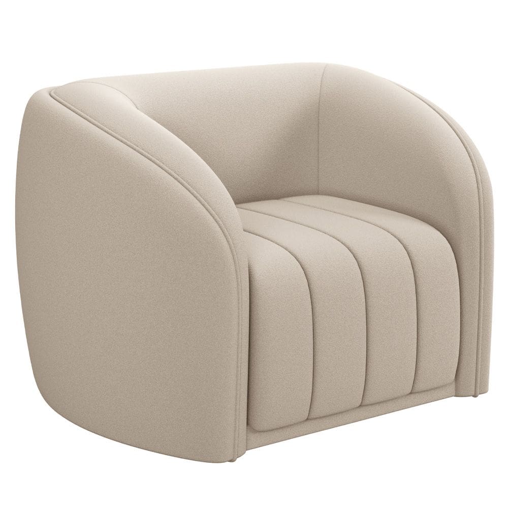 Poltrona Decorativa Para Sala Lazio M03 Veludo Bege - Lyam Decor