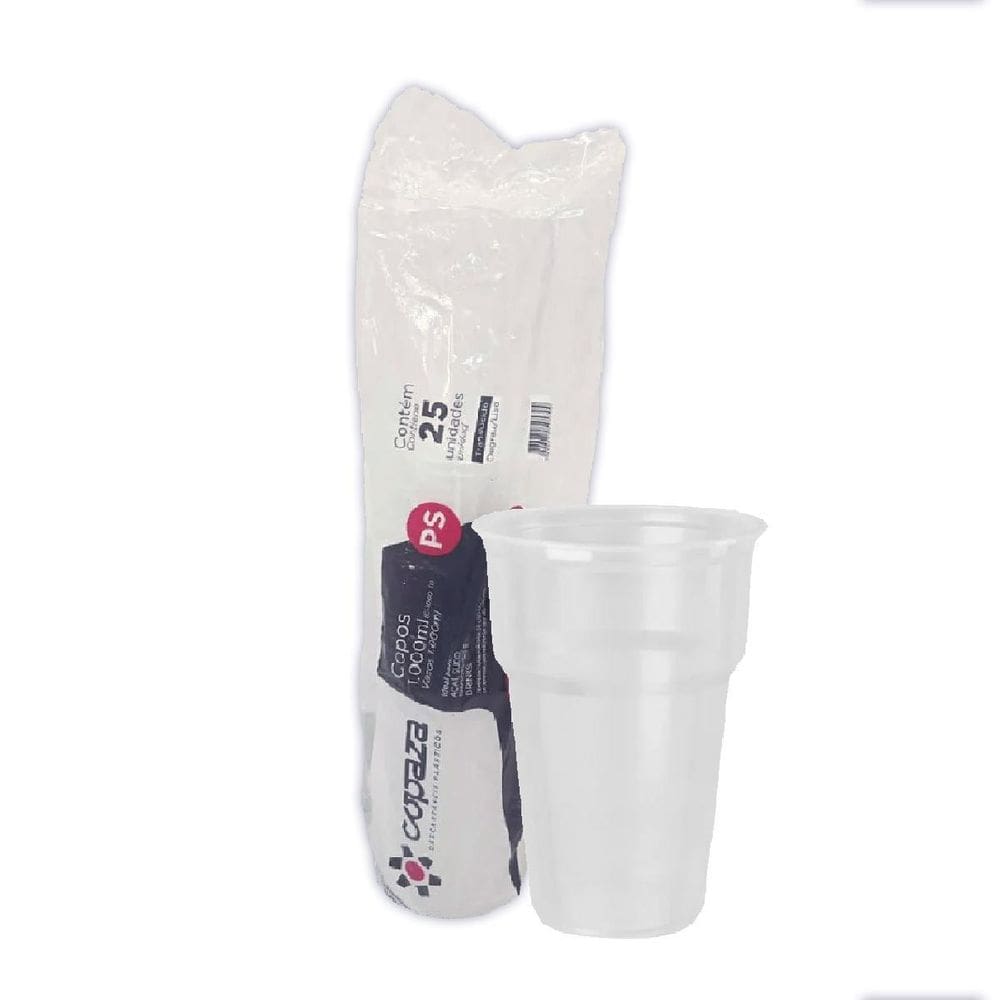 Copo 1000Ml 1 Litro C/25 Descartável Festa Chopp Transparent