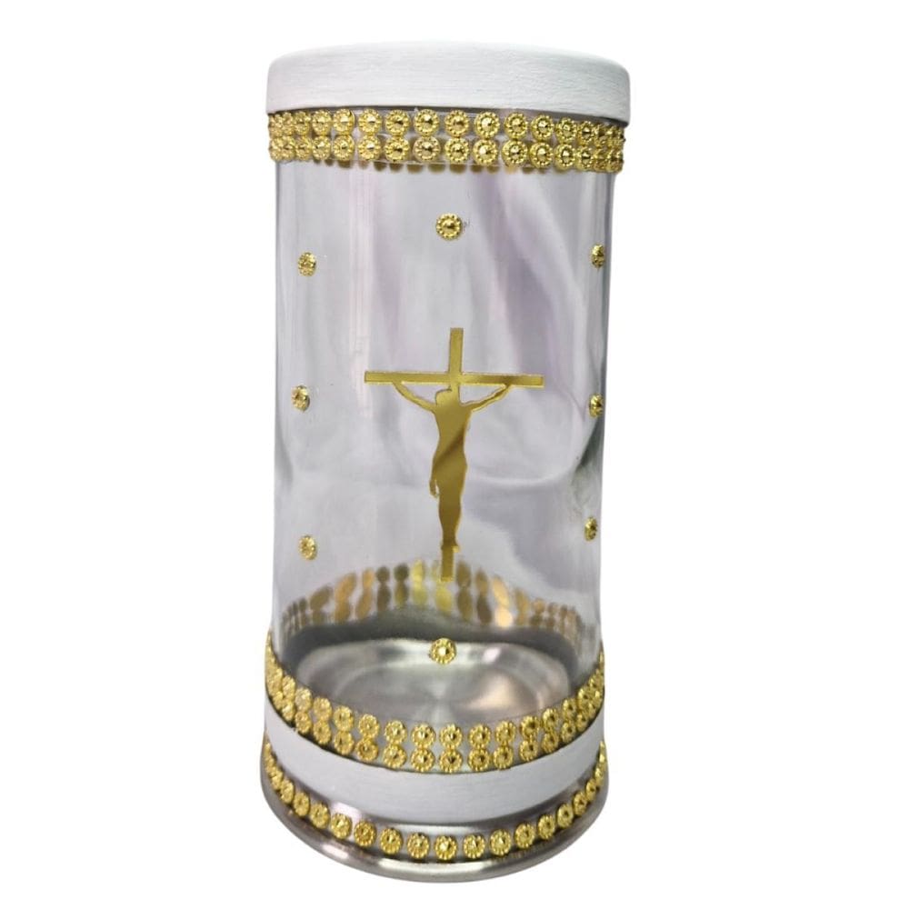 Porta Vela 7 Dias 18 Cm Jesus Cristo Cruz + Presente