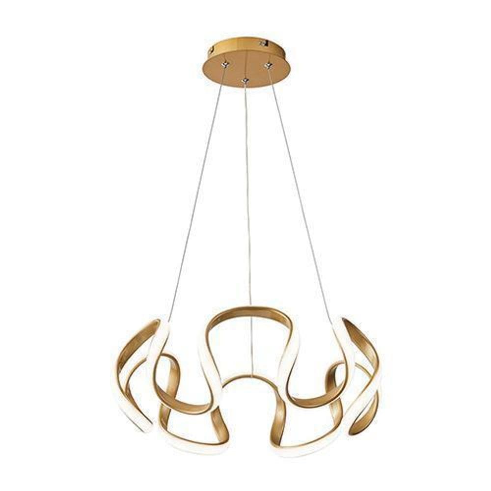 Lustre Pendente De Led Ondulado 48W 3 Em 1 Dourado Bivolt