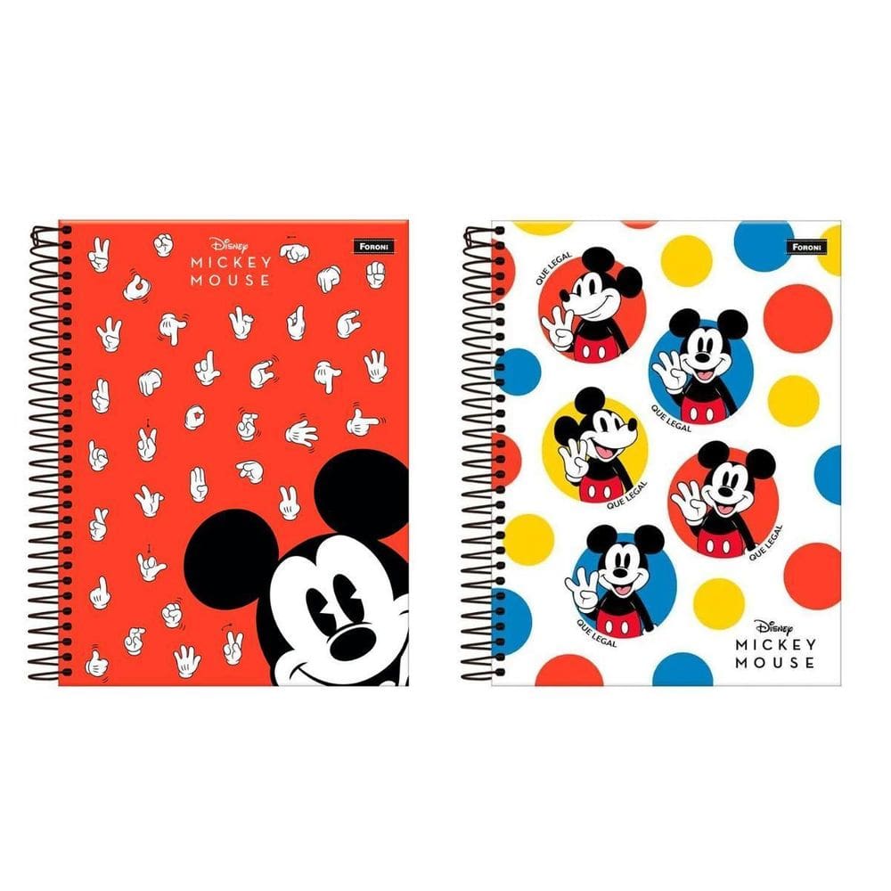 Caderno Universitário Mickey Libras 80F 1 Matéria Foroni