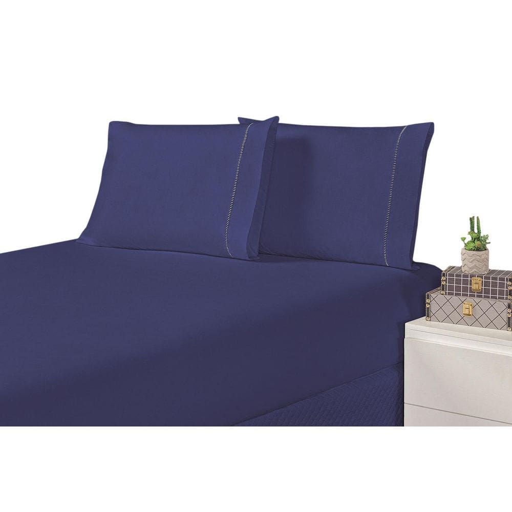 Jogo De Cama Laura Queen Azul Royal