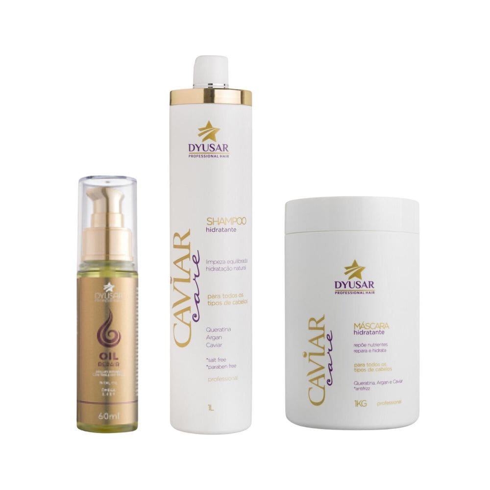 Kit Shampoo E Máscara Caviar 1 L + Oil Repair Dyusar 60Ml