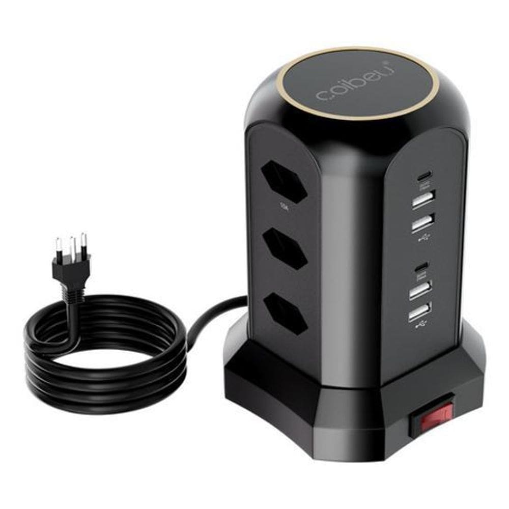 Tomadas Extensão De Torre Coibeu 9 Tomadas 4 Usb 2 Type-C