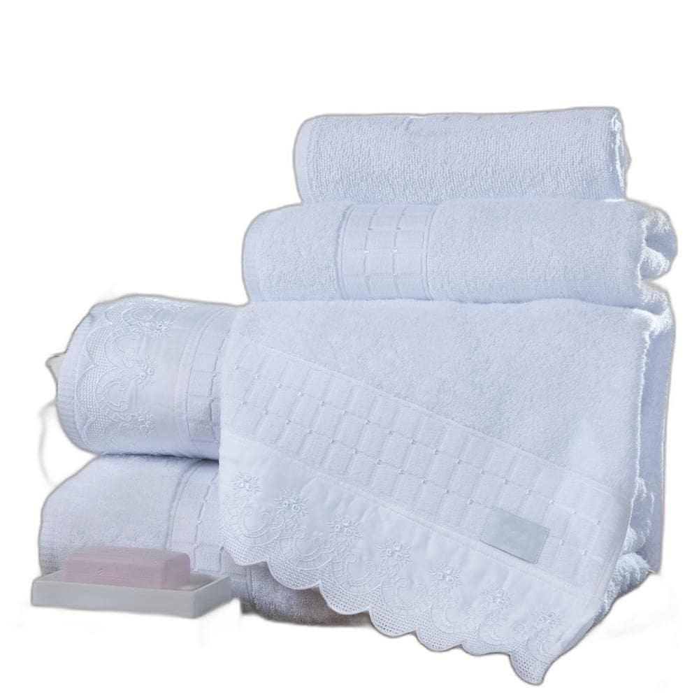 Jogo De Banho Venetto 5Pçs 100% Algodão Egípcio Branco