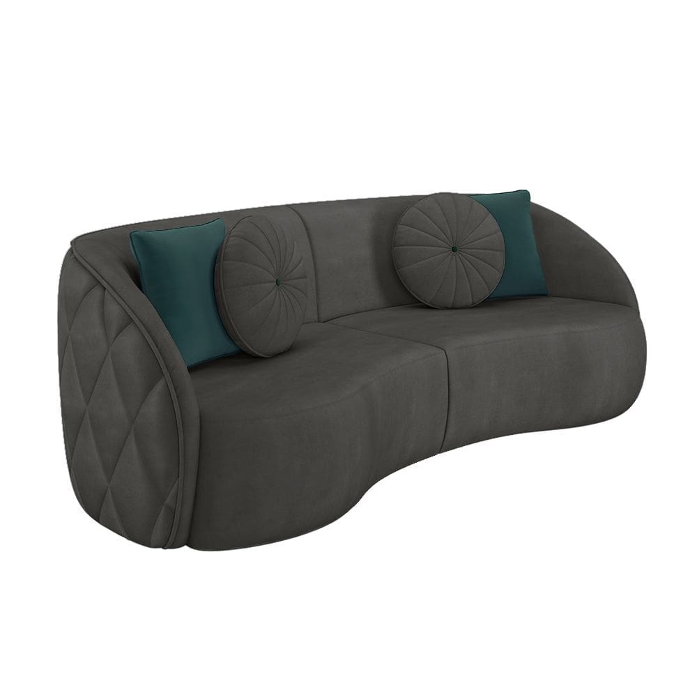 Sofá 4 Lugares Para Sala Living Olimpo 318 cm M03 Veludo Cinza Escuro - Lyam Decor