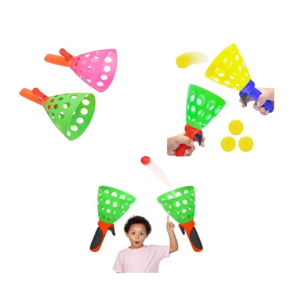 Kit 2 Brinquedos Lança E Pega Bolinhas Passe Jogar Pegar