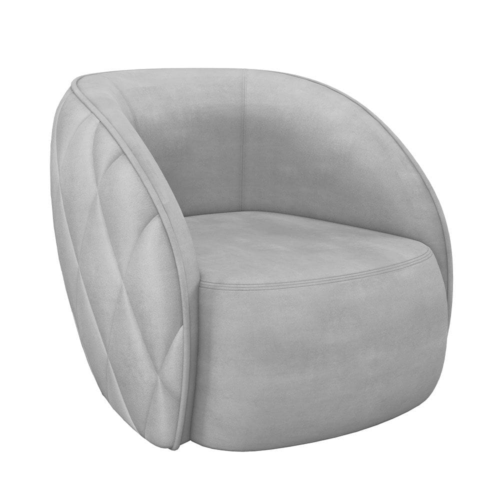 Poltrona Decorativa Para Sala Living Olimpo M03 Veludo Cinza Claro - Lyam Decor