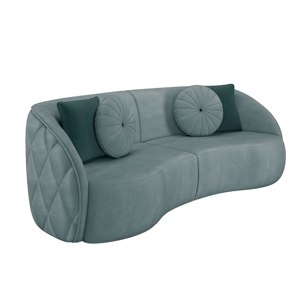 Sofá 4 Lugares Para Sala Living Olimpo 318 cm M03 Veludo Azul Claro - Lyam Decor