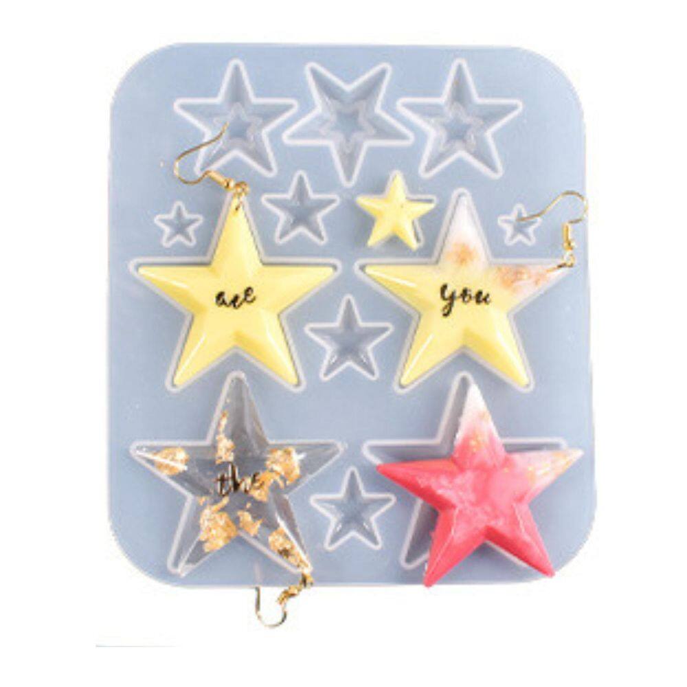 Forma Molde Silicone Brincos Joias Resina Pingente Estrelas