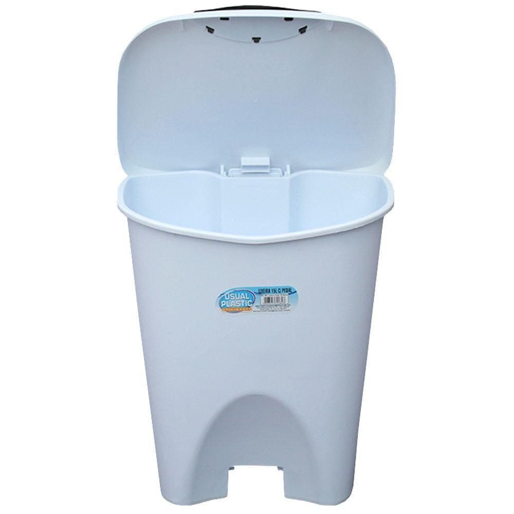 Lixeira Branca Pedal 7,5 Litros 22,5 × 20,5 ×28,2 Cm-Ref 250