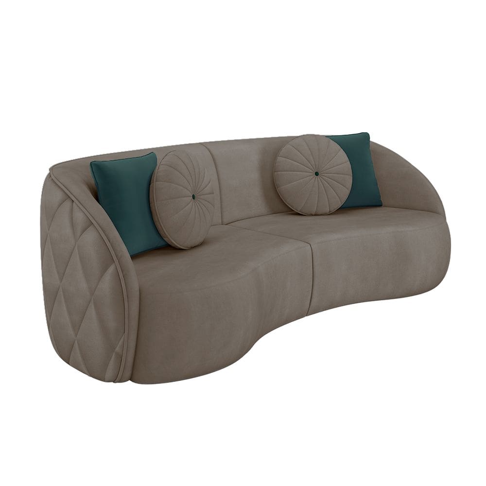 Sofá 4 Lugares Para Sala Living Olimpo 318 cm M03 Veludo Bege Escuro - Lyam Decor