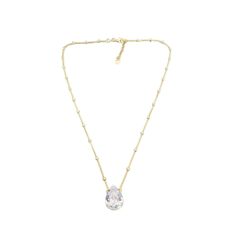 Colar Gota De Zirconia Folheado A Ouro 18k