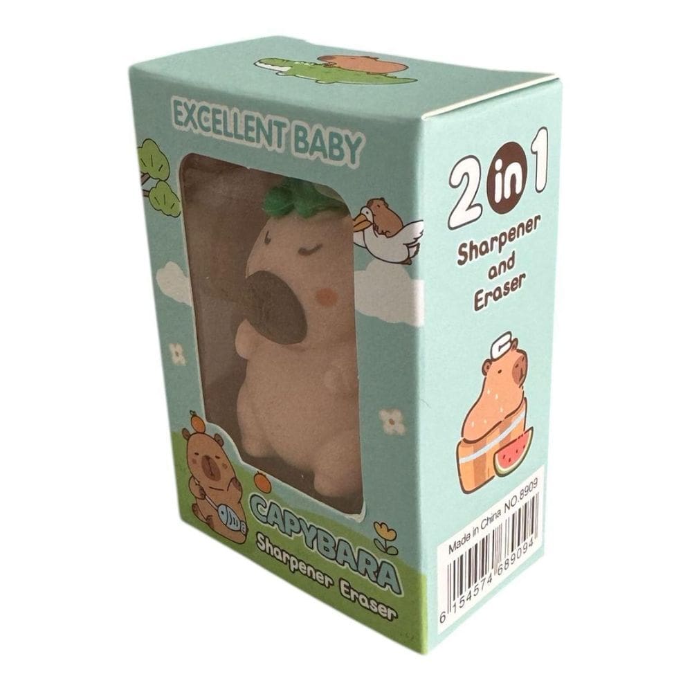 Apontador E Borracha Escolar 2 Em 1 Capivara Fofo