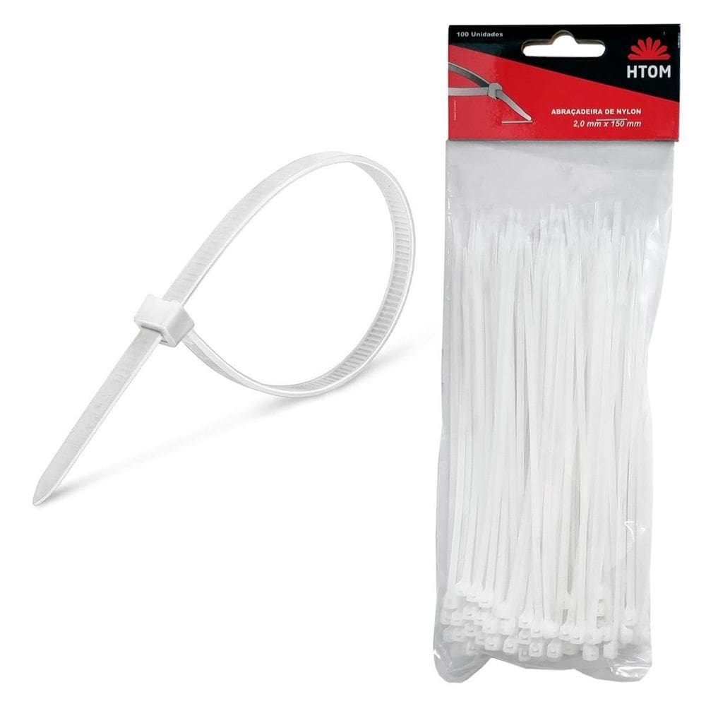 Kit 100 Abraçadeiras Nylon Branca 2Mm X 150Mm Enforca Gato