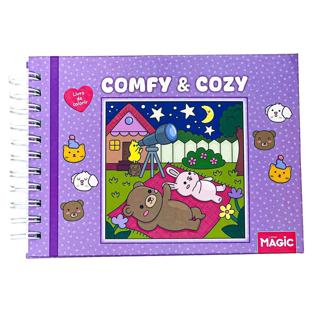 Livro De Colorir Comfy & Cozy Capa Dura Roxa