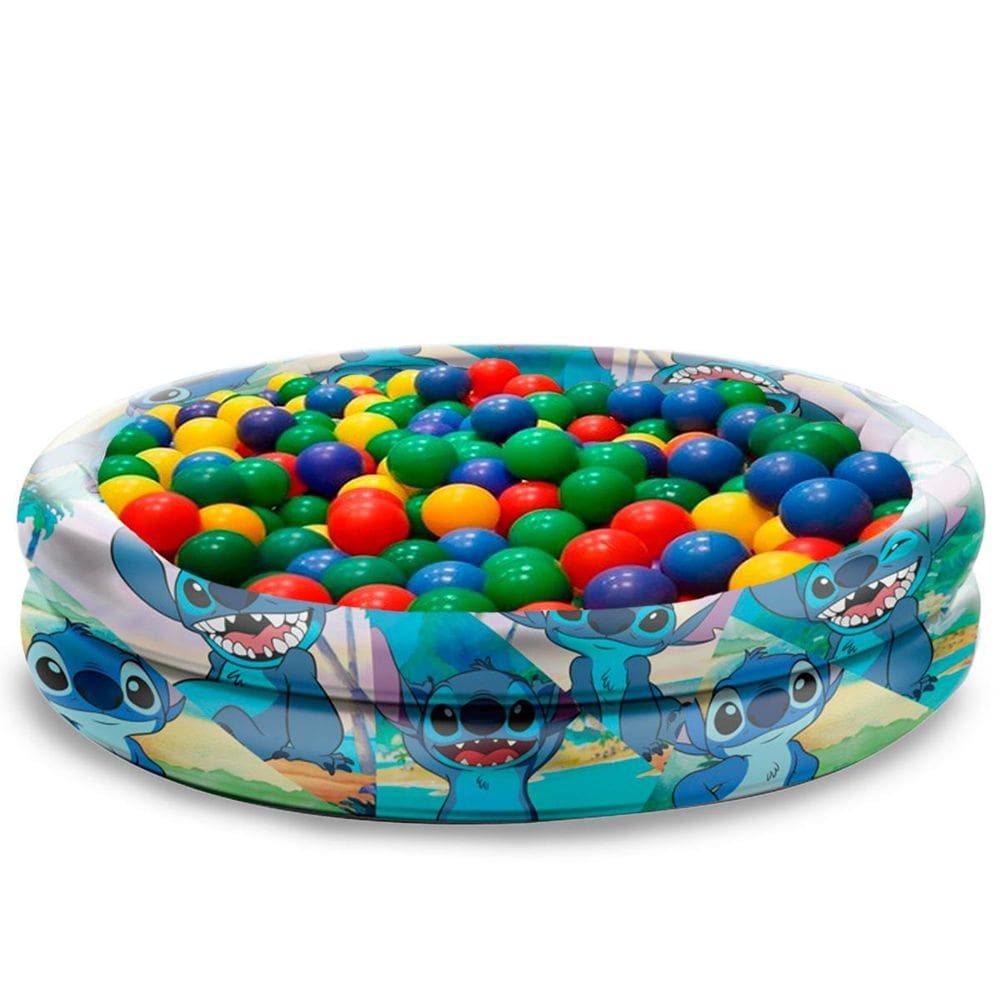 Piscina Infantil Stitch Inflável 70 Litros Acima 3 Anos + 50